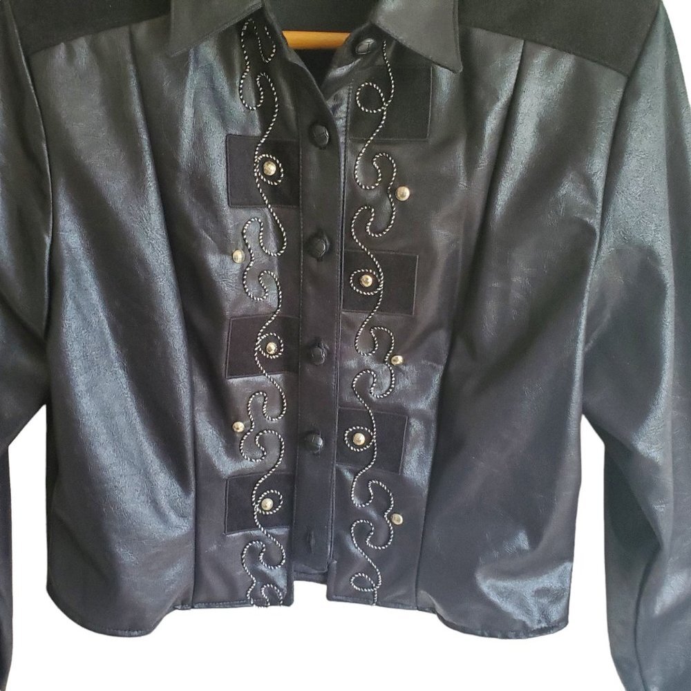 Vtg 1849 Authentic Ranchwear Jacket Womens Sz S Black Button 90s Western Cowgirl - Picture 6 of 9
